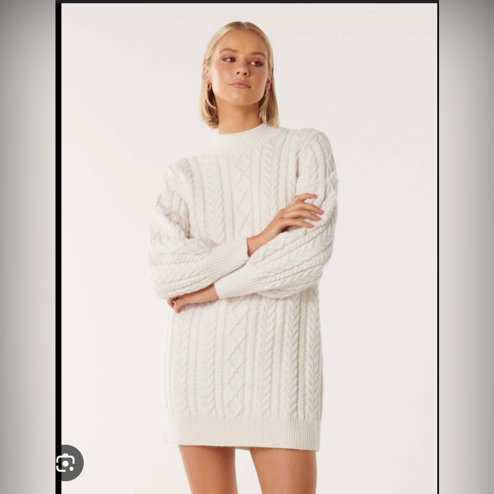 Ever New White Cable Knit Turtleneck Sweater 6